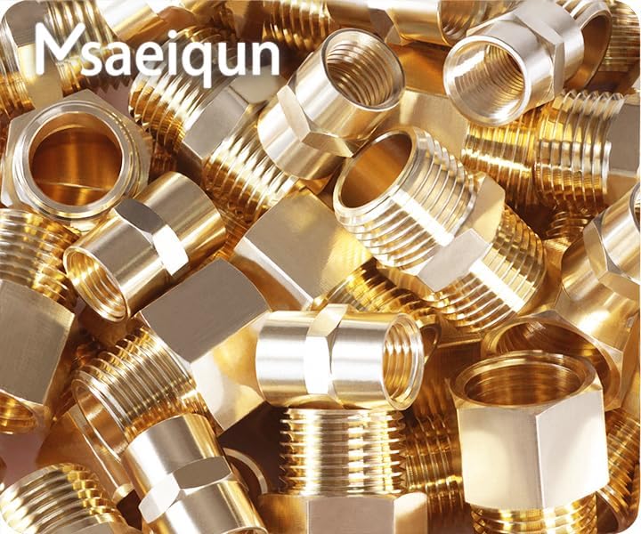 MSAEIQUN 5PCS 1/2 Inch Male Pipe x 3/8 Inch Male Pipe Solid Brass Threaded Straight Pipe Reducing Hex Nipple Fittings Extension Connector Adapter Coupling for Pipe Line/Oil/Gas - Image 5